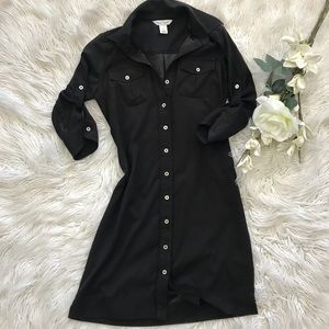 WHBM solid black button down dress, size 00